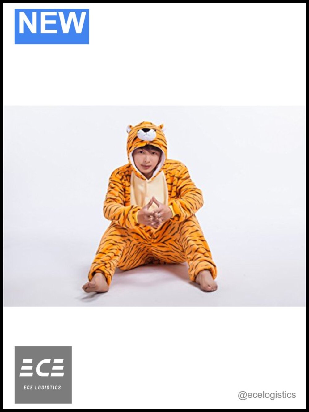 Plush Unisex Tiger Costume Pajama Set Hooded Button Down Cosplay - Picture 5 of 6